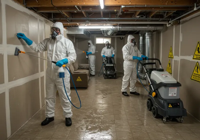 Basement Moisture Removal and Structural Drying process in Wardsville, MO